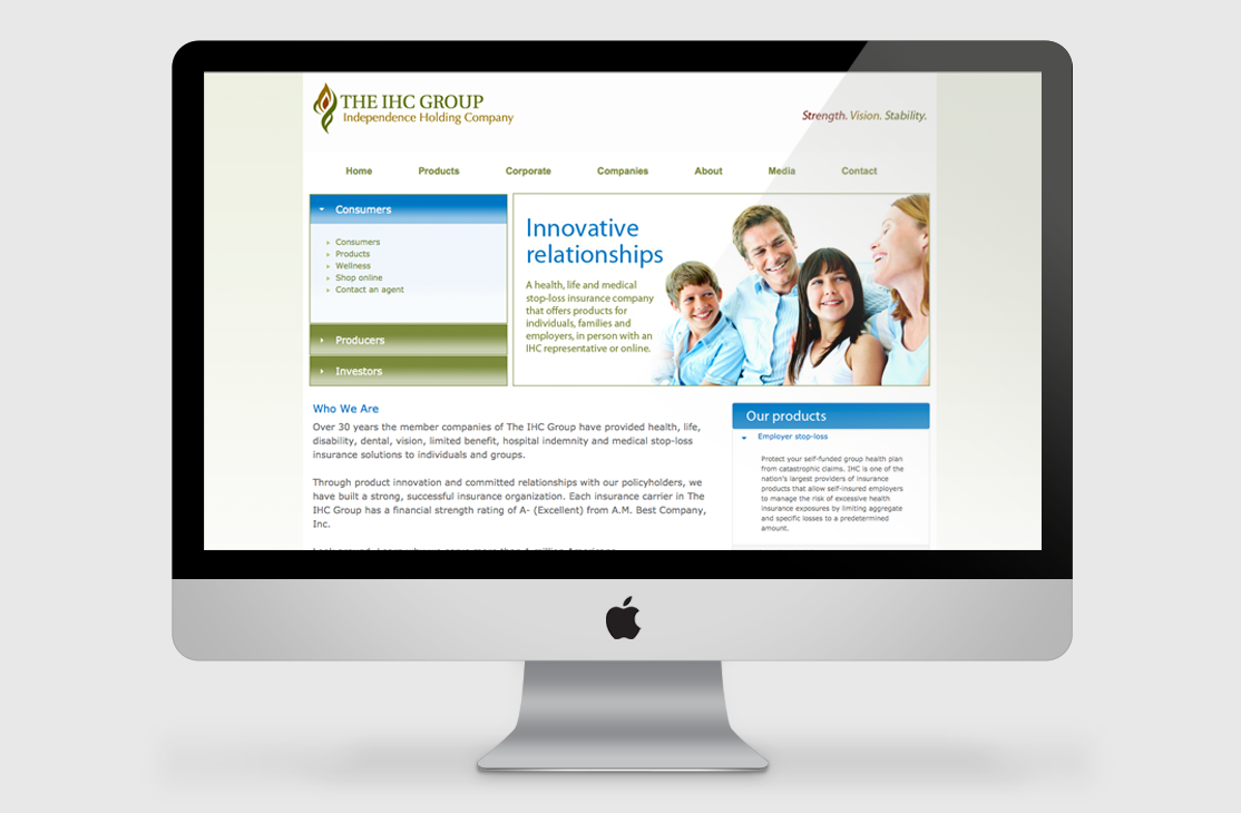 The IHC Group Corporate website