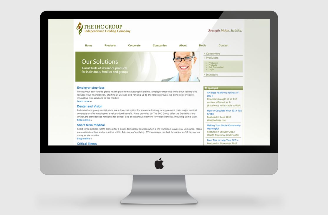 The IHC Group Corporate website